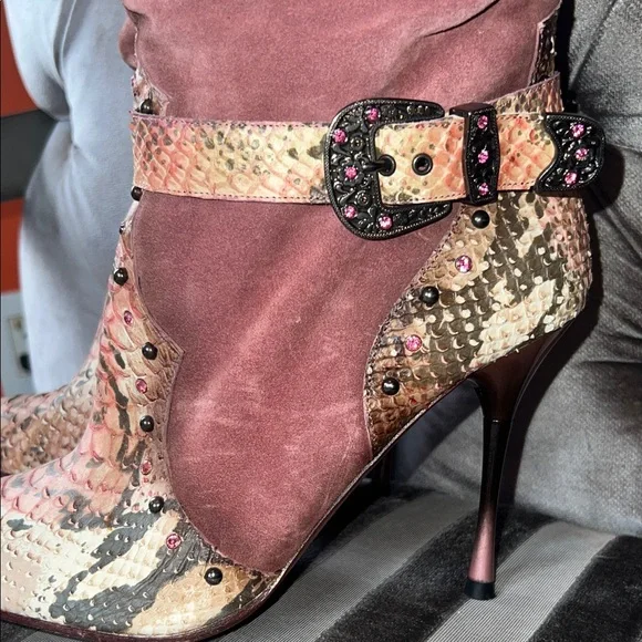 👑 El Dantés "Hecho a Mano" Spain Vintage Snakeskin & Suede Boots 👑 - Picture 5 of 9
